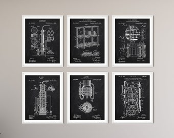 Set of 6 Whisky Patent Posters, Whiskey Patent Prints Set, Bundle of 6 Bourbon Whiskey Blueprints,Bar & Pub Wall Decor,Gift for Whisky Lover