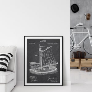 Reefing Zeilen Patent Poster, Rigging Patent Blauwdruk, Watercraft Patent Print, Cadeau voor boot eigenaar, Boot Wall Decor, Man Cave Decor