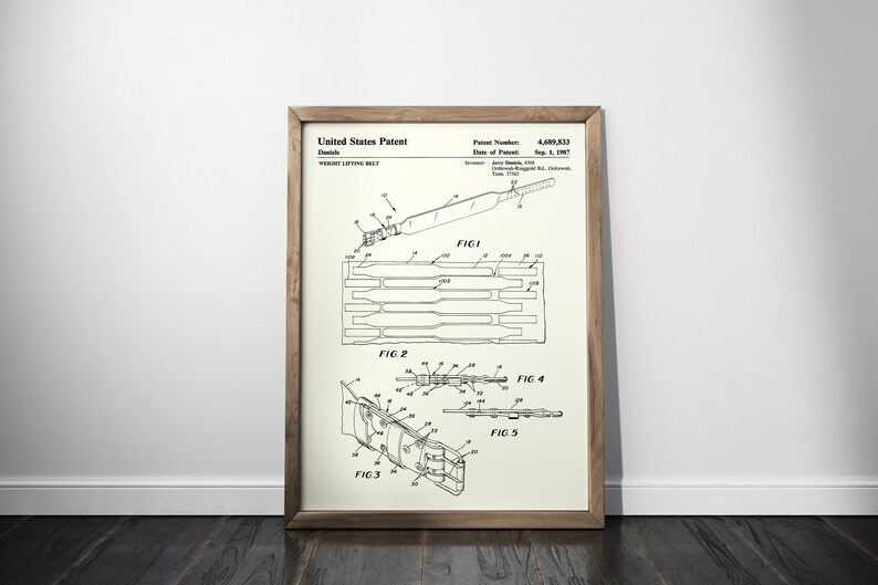man cave decor back belt blueprint Weight lifting belt patent poster strong man back support Weight training patent print gym equipment