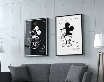 マウスのおもちゃの特許アートプリントセット：子供部屋の装飾