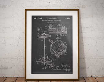 Drum Pedal 1964 Patent Poster, Anti slide lock for an Actuator Pedal Patent Print, Gift for Drummer, Record Studio Decor, Man Cave Decor