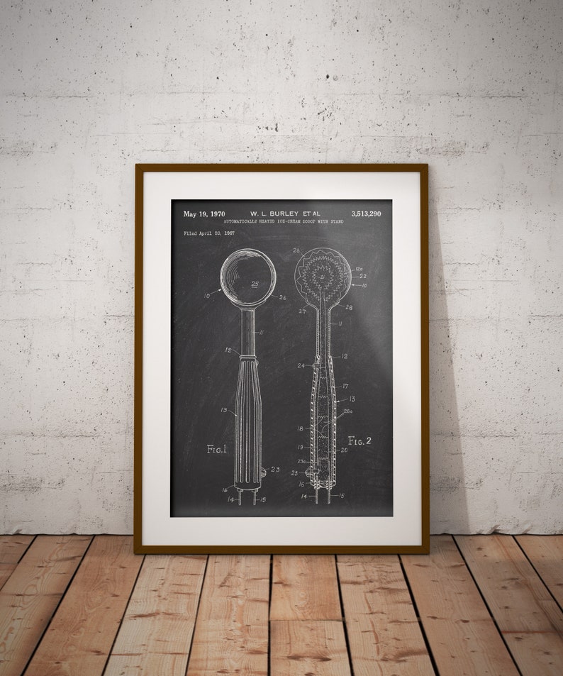 Ice Cream Scoop Patent Poster Heated Ice Cream Spoon Patent Etsy