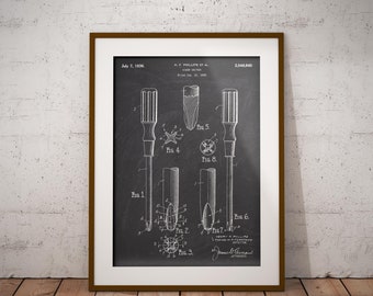 Screw Driver 1936 Patent Print, Hand Tool Patent Poster, Carpenters Screwdriver Blueprint, Carpenter's Shop Decor, Gift for Woodworker, Art