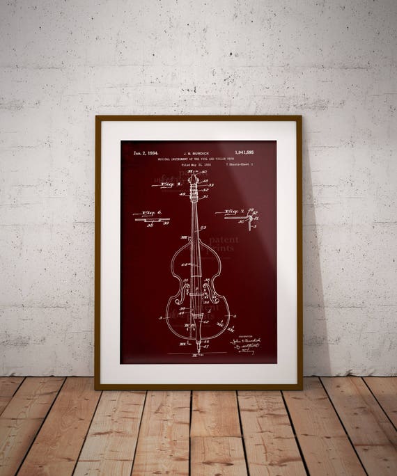 Viol and Violin Patent Poster Violoncello and Double-bass 