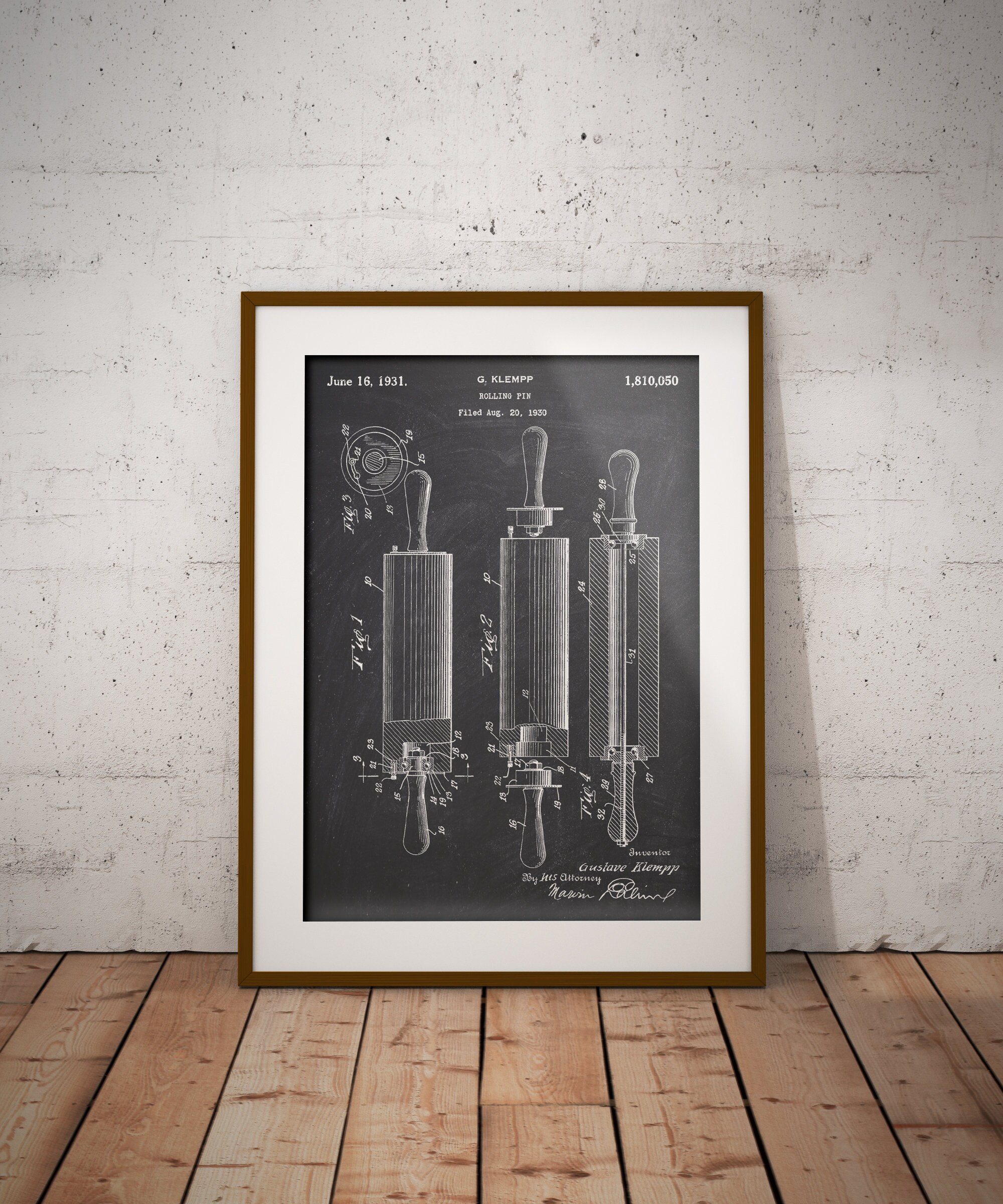 Rolling Pin Patent Print Dough Roller Patent Poster Vintage Etsy