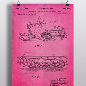 Snowmobile Tread Drive and Suspension System Patent Poster, Snowmobile Patent Print, Snow Scooter Patent Art, Snow Motor Vehicle, IAP0236 image 3