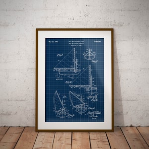 Sail Patent 1963 Poster, Rigging Patent Blauwdruk, Zeil en Rigging Patent Print, Cadeau voor boot eigenaar, Boot Wall Decor, Man Cave Decor, Kunst
