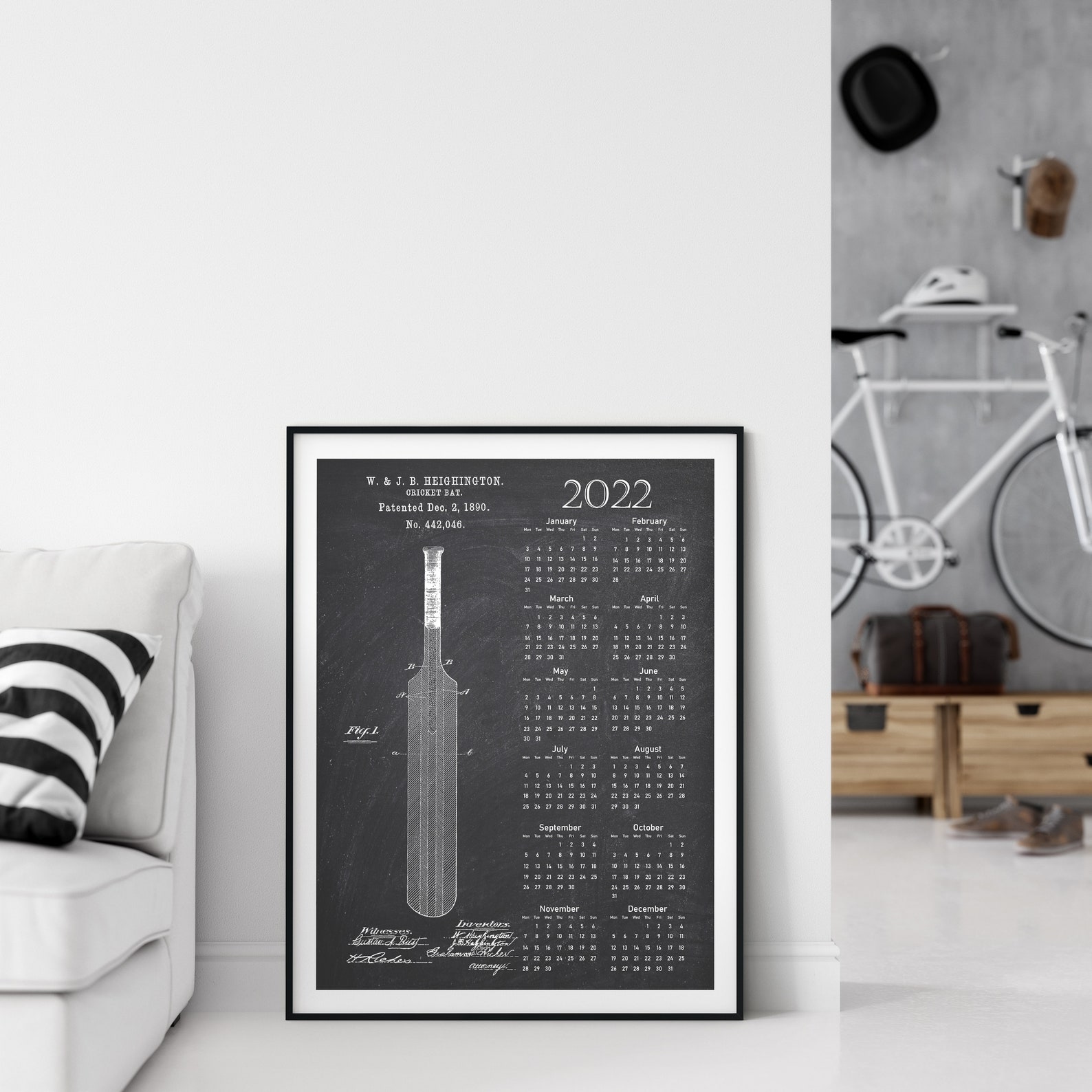Cricket Bat Calendar 2022 Cricket Calendar Bat Blueprint | Etsy