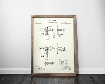 Watchmakers lathe patent print, patent poster, gift for watchmaker, workshop wall decor
