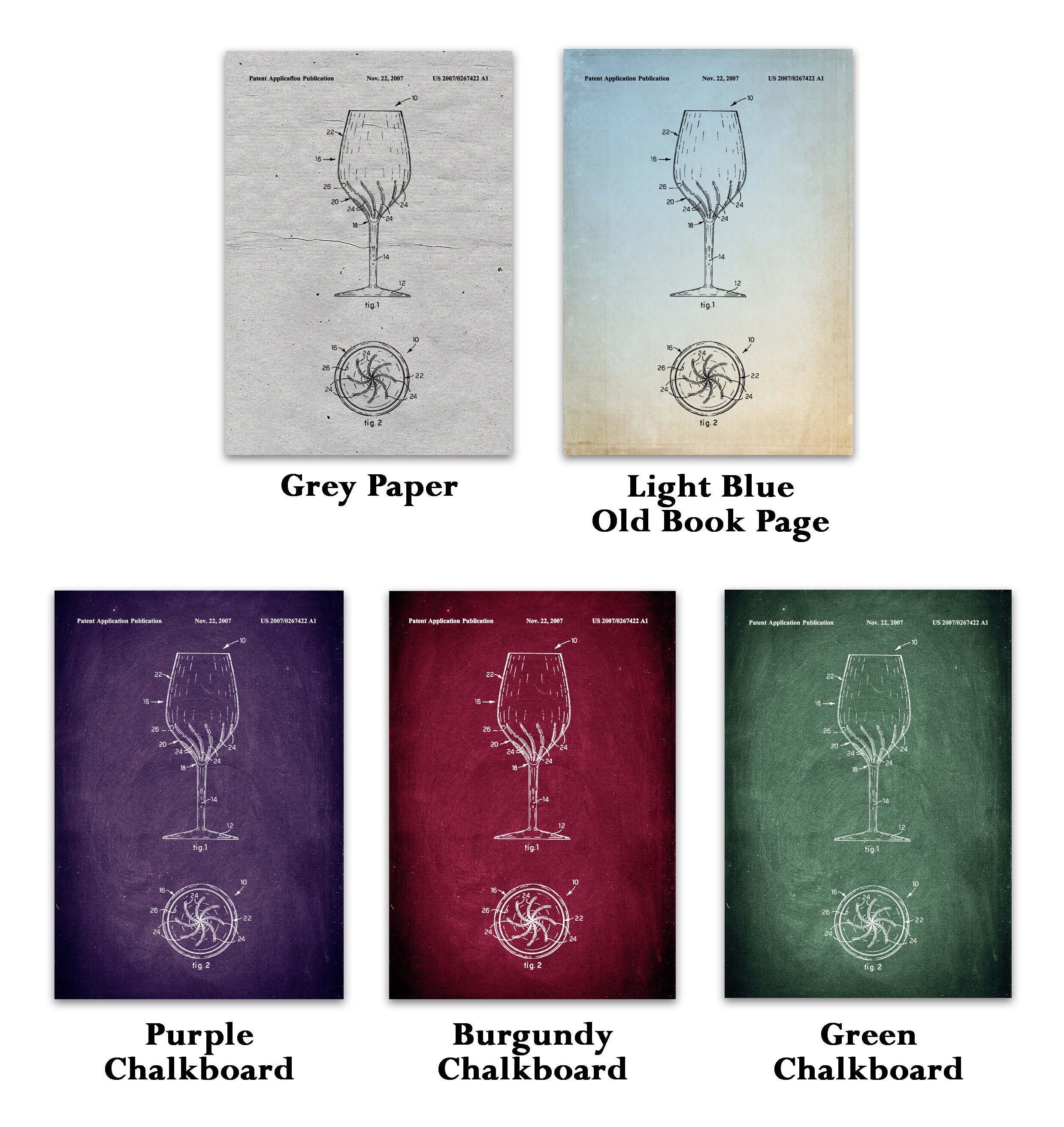 Wine Glass Patent Wine Glass Poster Gift for Wine Lover Bar Etsy