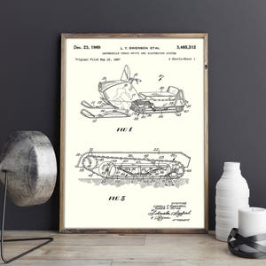 Snowmobile Tread Drive and Suspension System Patent Poster, Snowmobile Patent Print, Snow Scooter Patent Art, Snow Motor Vehicle, IAP0236 image 2