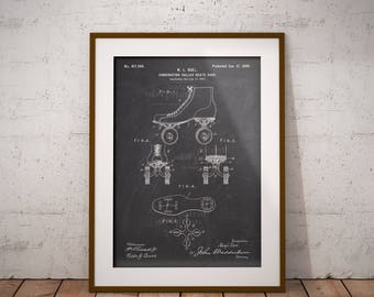 Roller Skate Shoe 1899 Patent Poster, Roller Skate Shoe  Patent Print, Roller Skating Patent Art, Skating Wall Art, Roller Skater, IAP0289