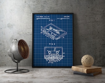 Cassette Tape 1977 Patent Poster, Cassette Tape Recorder Patent Print, Gift for Radio Dj, Music Patent, Music Studio Decor, Man Cave Decor