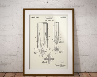 Screw Driver Patent Print, Screwdriver Patent Poster, Handyman Screwdriver Blueprint, Carpenter's Shop Decor, Gift for Woodworker, Phillips