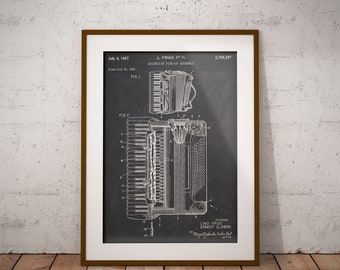 Accordion 1957 Patent Poster, Accordion Blueprint, Musical Instrument Patent, Gift for Accordion Lover, Music Teacher Home Decor, Wall Art