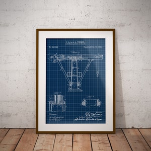 Jib Crane Patent Art Print: Heavy Machinery Blueprint