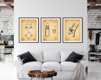Set of 3 medical patent posters, pharmacy patent prints set, bundle of 3 doctor's blueprints, chemist wall art, medical centre wall decor