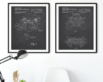 Video Game Controller Patent Art Prints - Set of 2 Console Blueprints