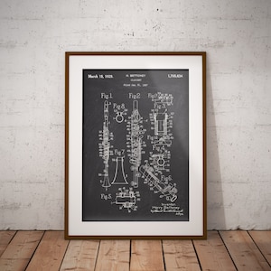 Clarinet 1929 Patent Poster, Clarinet Patent Print, Clarinet Blueprint, Gift for Jazz Musician, Music Studio Decor, Orchestral Instruments