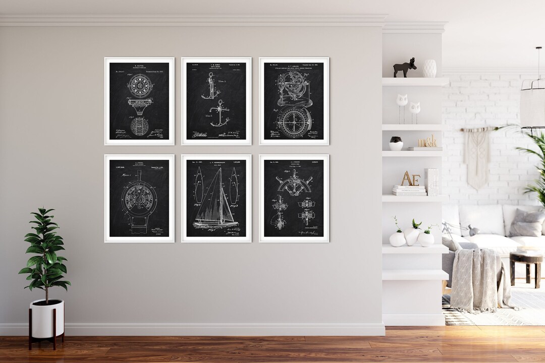 Sailing Patent Prints Set, Bundle of 6 Sailing Blueprints, Set of 6 ...