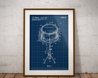 Percussion 1990 Patent Poster, Percussion Drum Patent Print, Percussion Drum Blueprint, Musical Instrument Patent, Gift for Drummer,Wall Art