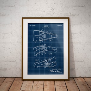 1969 Swimming Fin Patent Poster: Diver Gift, Beach Decor