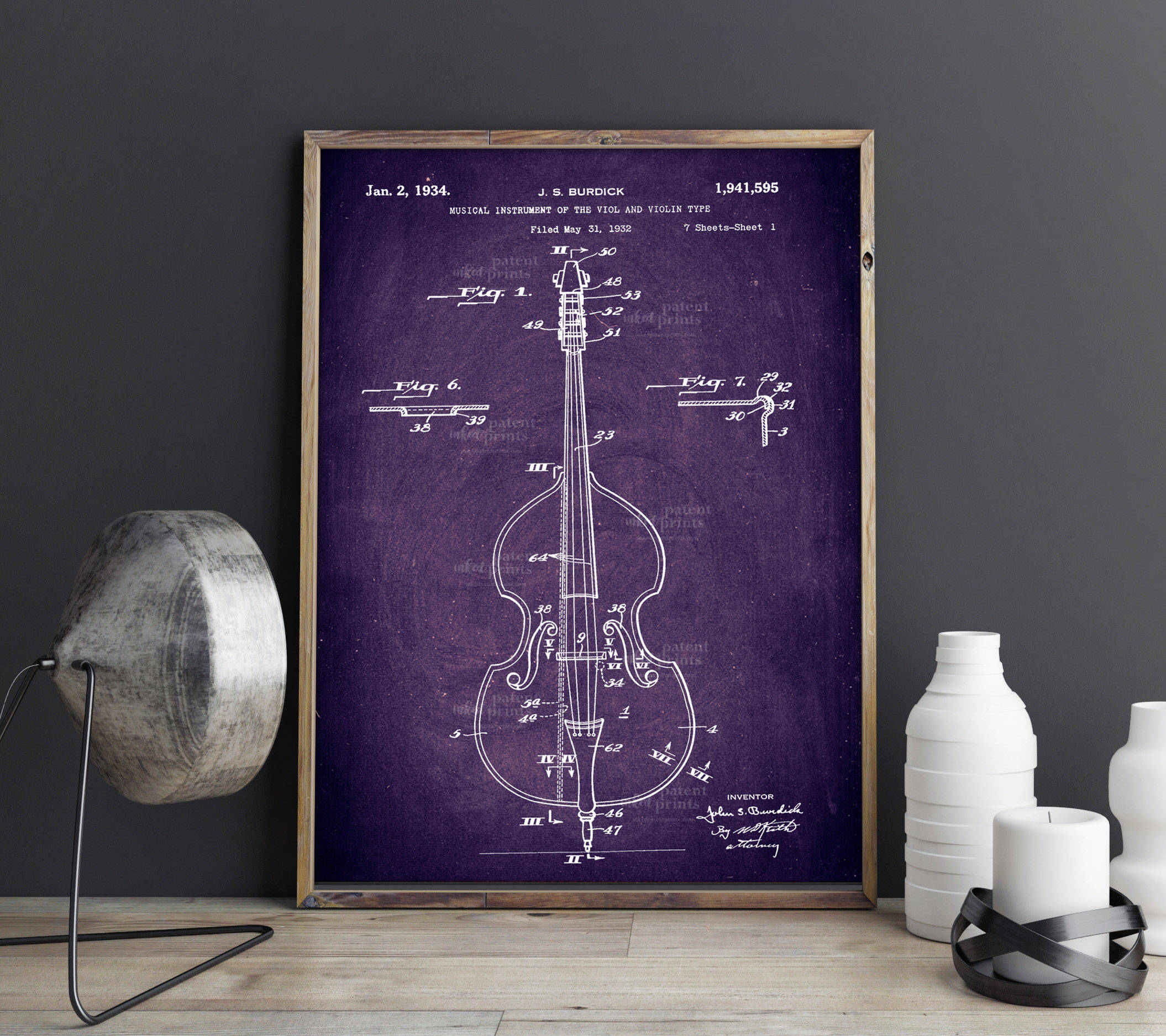 Viol and Violin Patent Poster Violoncello and Double-bass 