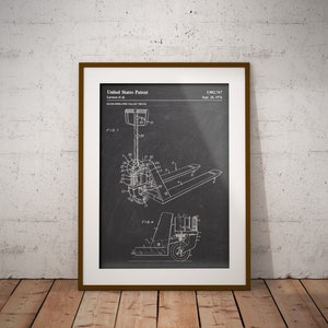 Handbetriebenes Paletten-LKW-Patentposter, Industrie-LKW-Patentdruck, Lader-Patentkunst, Lager wanddekor, Geschenk für Lagerleiter