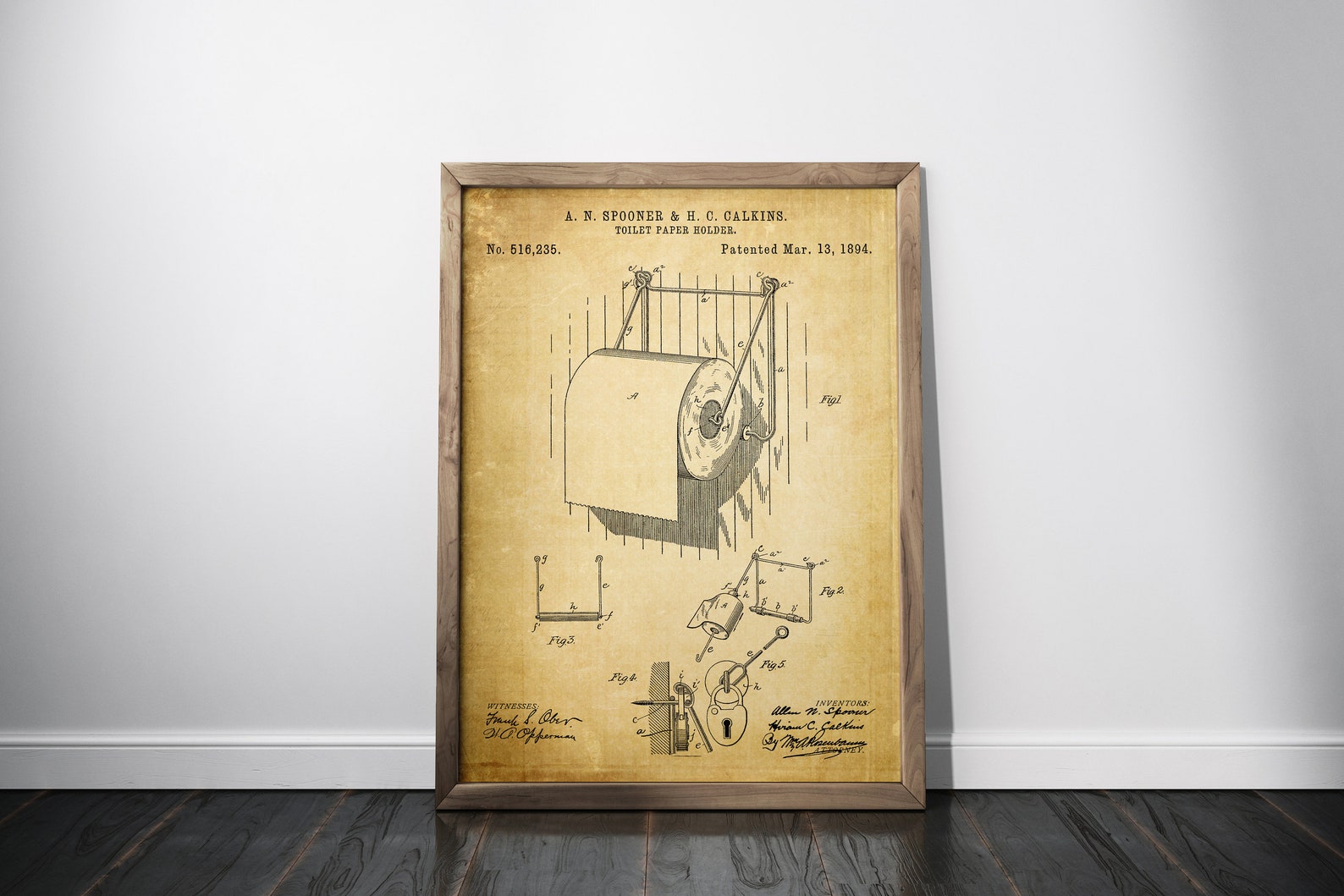Toilet paper roll holder patent print toilet tissue blueprint | Etsy
