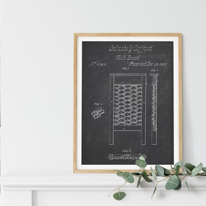 Washing board patent print, Laundry board blueprint poster, washer wall decor