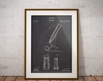 Microscope 1865 Patent Print, Optical Scope Patent Poster,Laboratory Instrument Print, Medical Patent Blueprint,Drug Store,Biology lab Decor