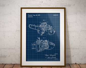 Chain Saw 1970 Patent Print, Logger Chainsaw Blueprint, Chain Saw Patent Poster, Timberman Wall Decor, Gift for Lumberjack, Gift for Logger