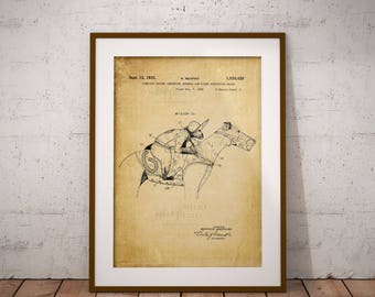 Monkey Rider on Greyhound Patent Art Poster, Combined racing greyhound harness and rider Patent Poster, Funny Patent Print, Bizarre,IAP0081