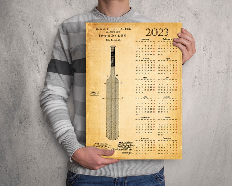 Cricket Bat Calendar 2023 Cricket Calendar Bat Blueprint - Etsy