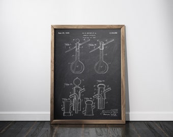 Chemistry patent print, Apparatus for returning water of condensation to generators blueprint poster, Chemist wall decor