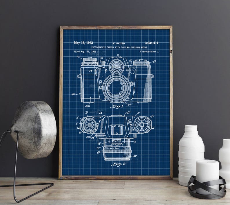 Photographic Camera 1962 Patent Art Print, Photographic Camera 1962 Patent, Photographic camera with coupled exposure meter,Man Cave,IAP0097 image 2