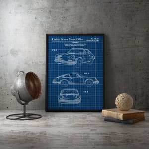Impression de brevet de voiture de sport : art mural plan d&#39;automobile de 1964