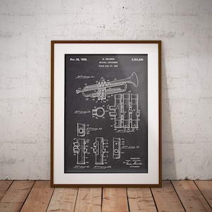 Trombone Patent Print: 1939 Brass Instrument Blueprint