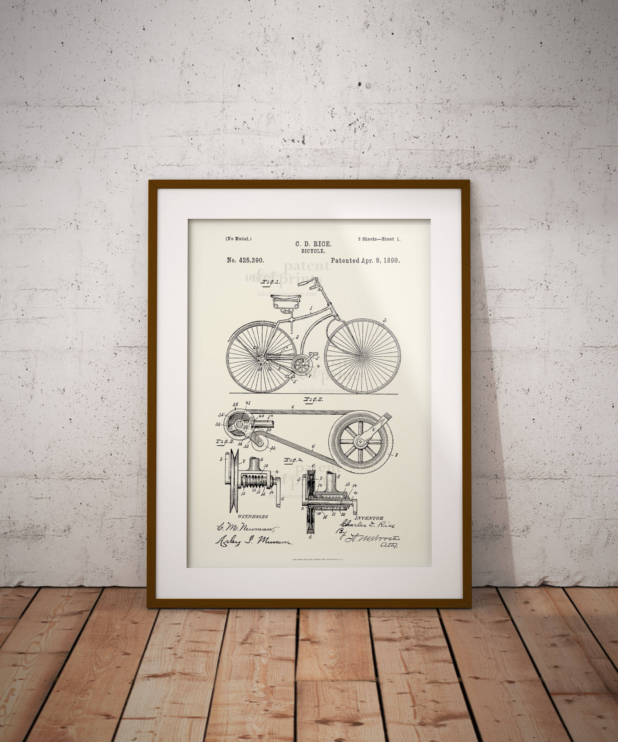 Bicycle Patent Bike Man Cave Cycling Art Poster Print A4 A3 Framed 