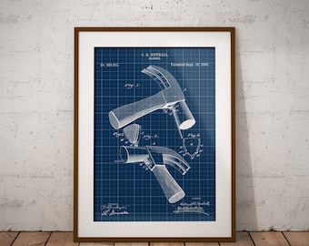 TO80C Vintage Art Lawn Sprinkler Canvas Print Poster PatentPrints Decor Wall Art Claw Hammer Patent Blueprint