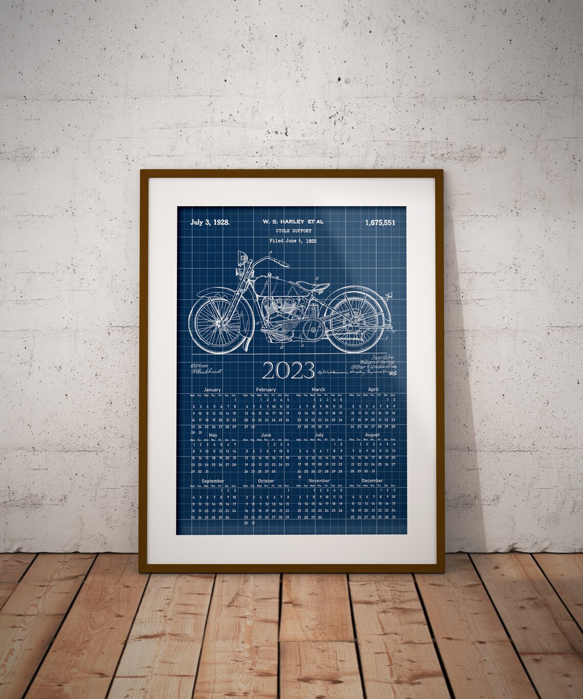 Motorcycle Patent Calendar 2023 Motorbike Desk Calendar Etsy