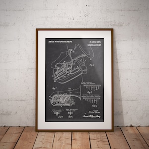 Messingtuba 1972 Patentdruck: Geschenk für Jazzmusiker
