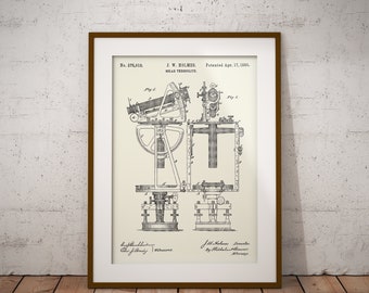 Solar Theodolite 1883 Patent Print, Surveyors Patent Poster, Gift for Surveyor, Surveyors Office Decor, Gift for Architect, Man Cave Decor
