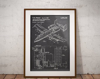 A10 Warthog Aircraft 1985 Patent Poster, A10 Warthog Plane Patent Print, A10 Warthog Print, Gift for Pilot, Military Aircraft Patent,Airbase