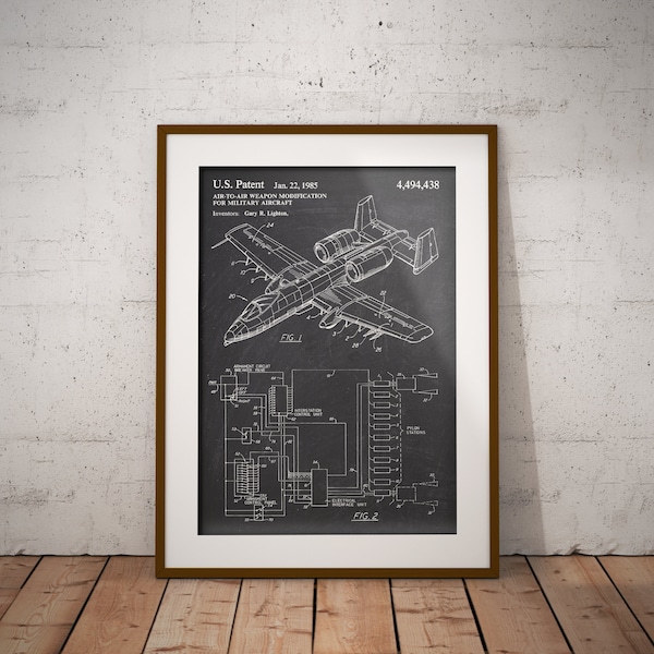 A10 Warthog Aircraft 1985 Patent Poster, A10 Warthog Plane Patent Print, A10 Warthog Print, Cadeau voor piloot, Militaire vliegtuigen Patent, Airbase