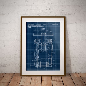 Mountain Bike Suspension Fork Patent Art Print: Gift for Cyclist