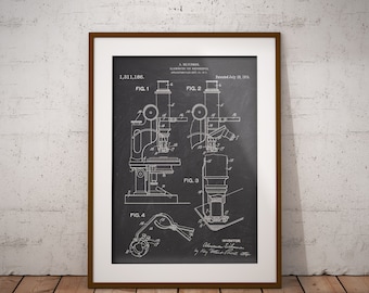 Microscope 1919 Patent Print, Optical Scope Patent Poster,Laboratory Instrument Print, Medical Patent Blueprint,Drug Store,Biology lab Decor
