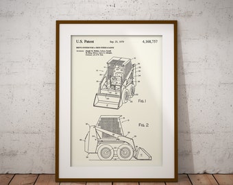 Skid Steer Loader Patent Print - Skidsteer Poster - Skid Loader Blueprint - Construction Equipment Patent Art -Heavy Equipment Patent Poster