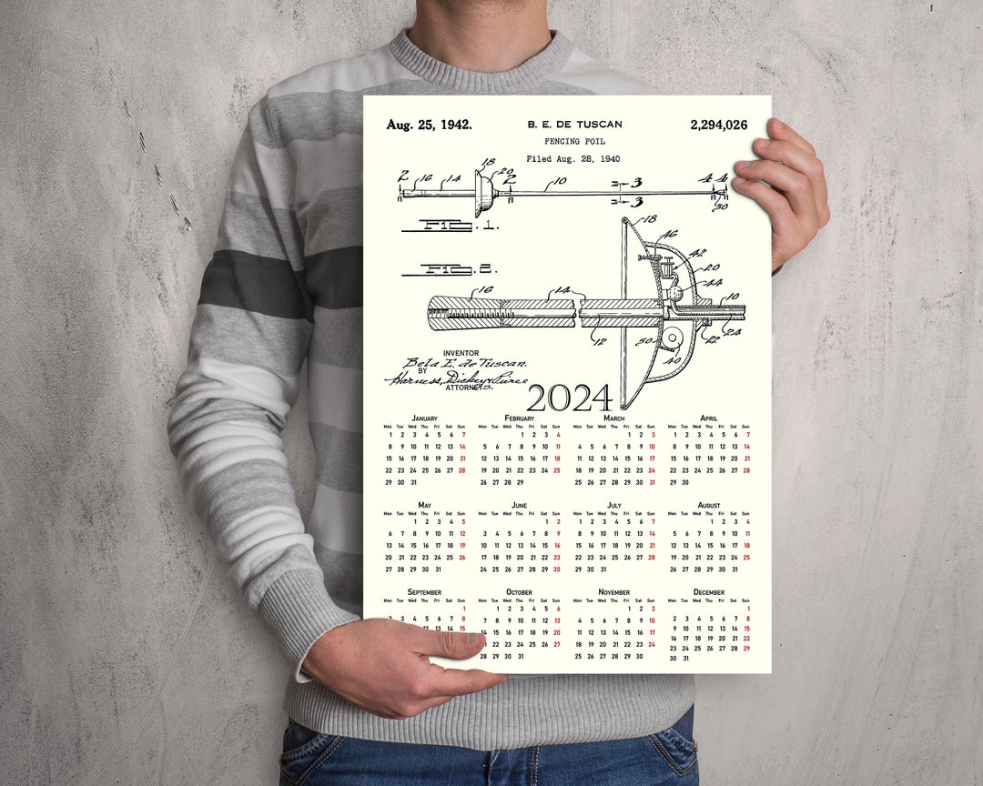 Fencing Calendar 2025 Fencing Foil Patent Calendar Fencing Etsy