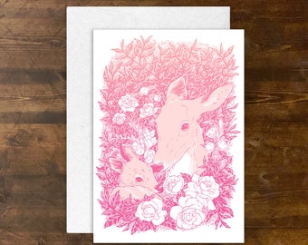 Doe and Fawn Mother's Day Card | Blank Card with Matching Envelope